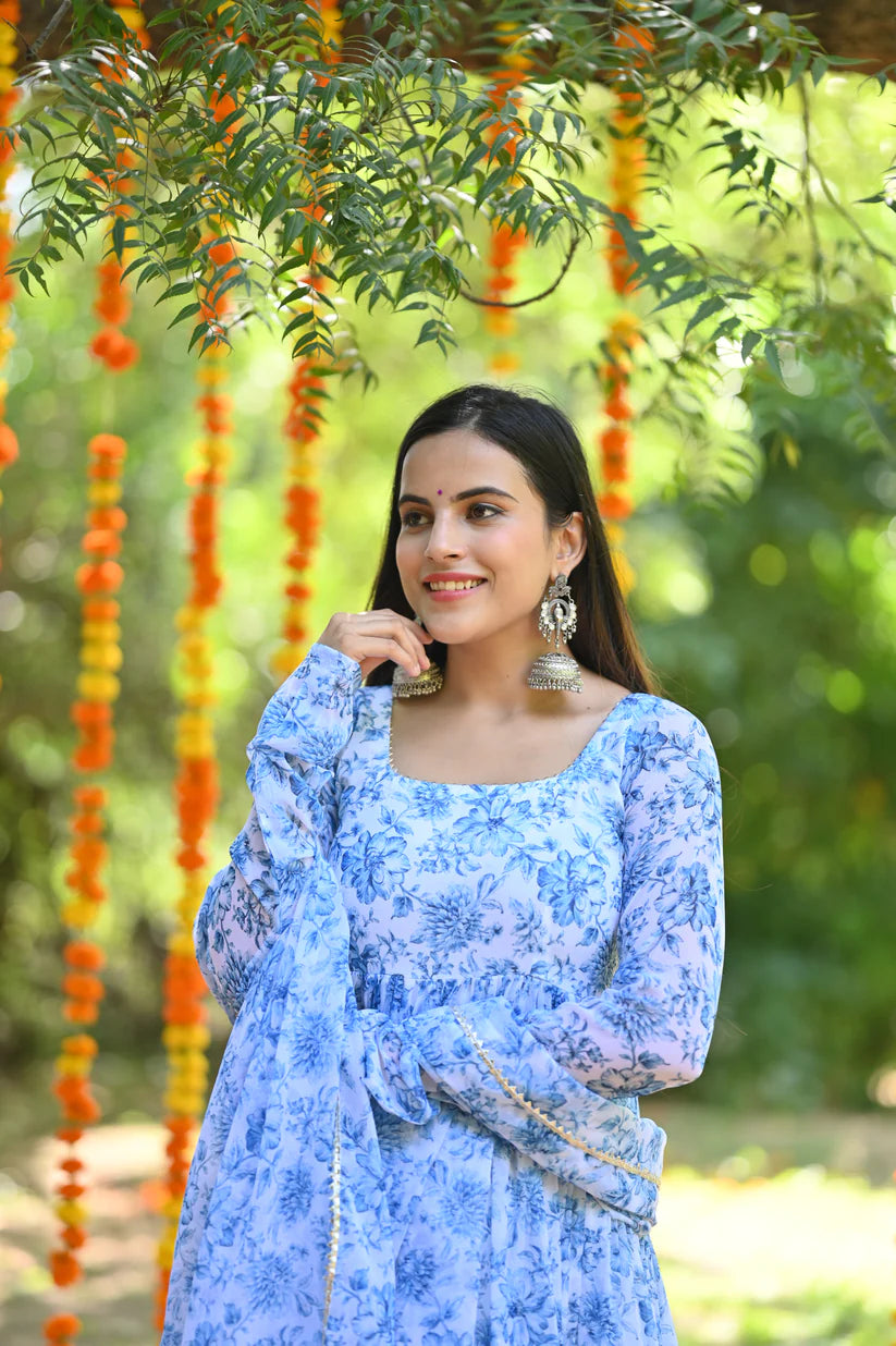 Blue Orchid Anarkali