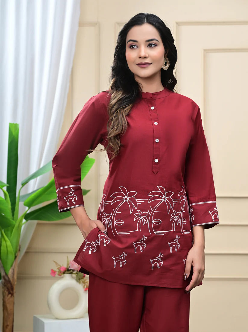 New Printed Kurta Pant Set Blue
