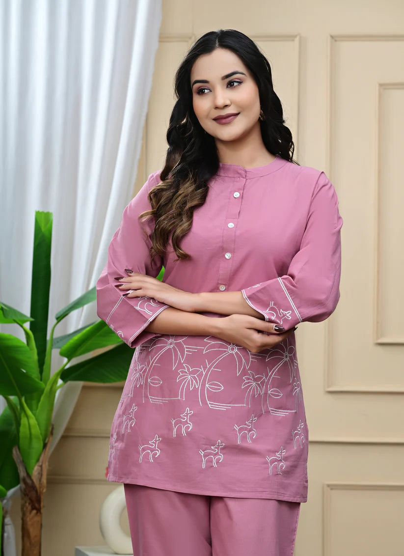 New Printed Kurta Pant Set Blue
