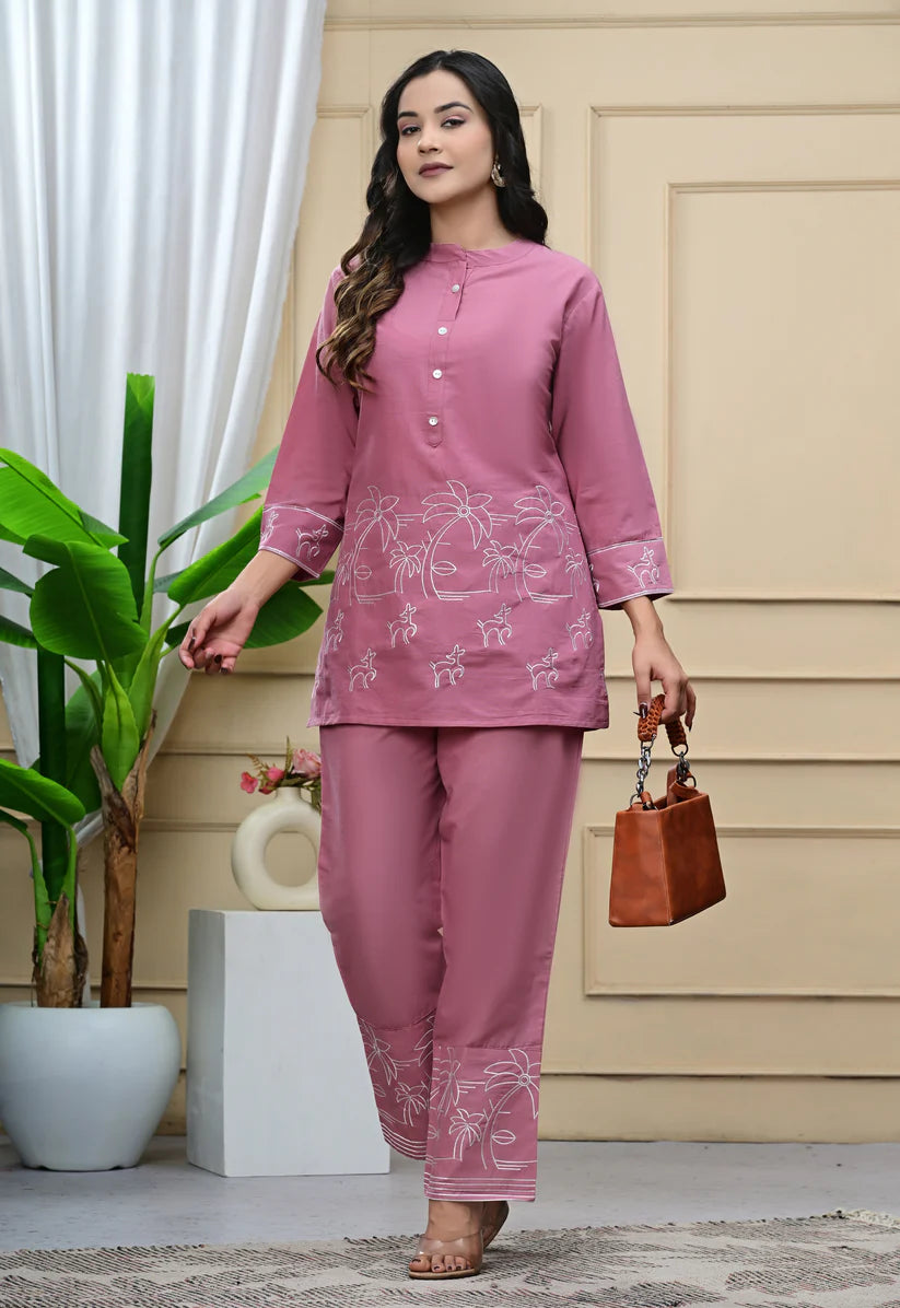 New Printed Kurta Pant Set Blue