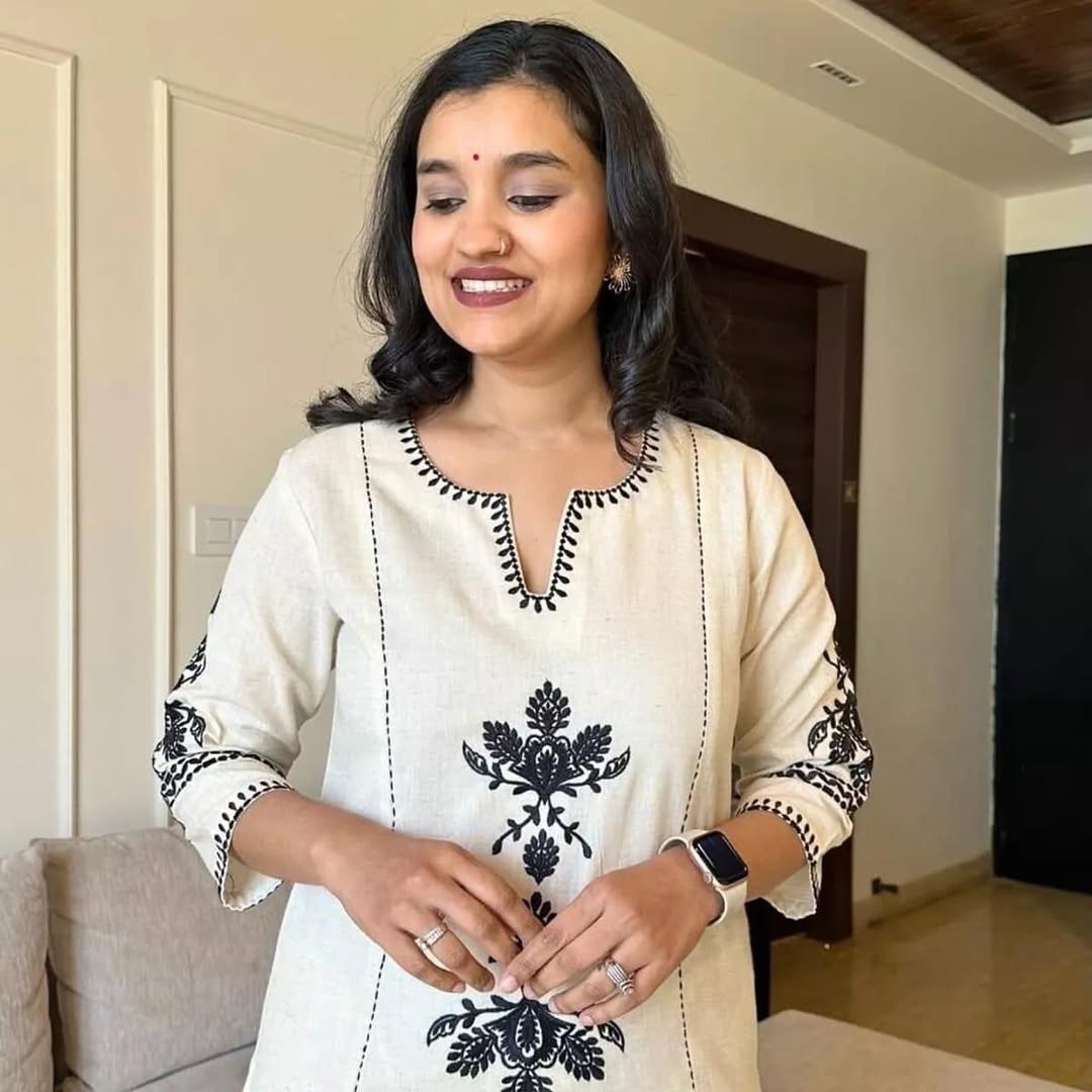 Off White Embroidered Kurta with Palazzo