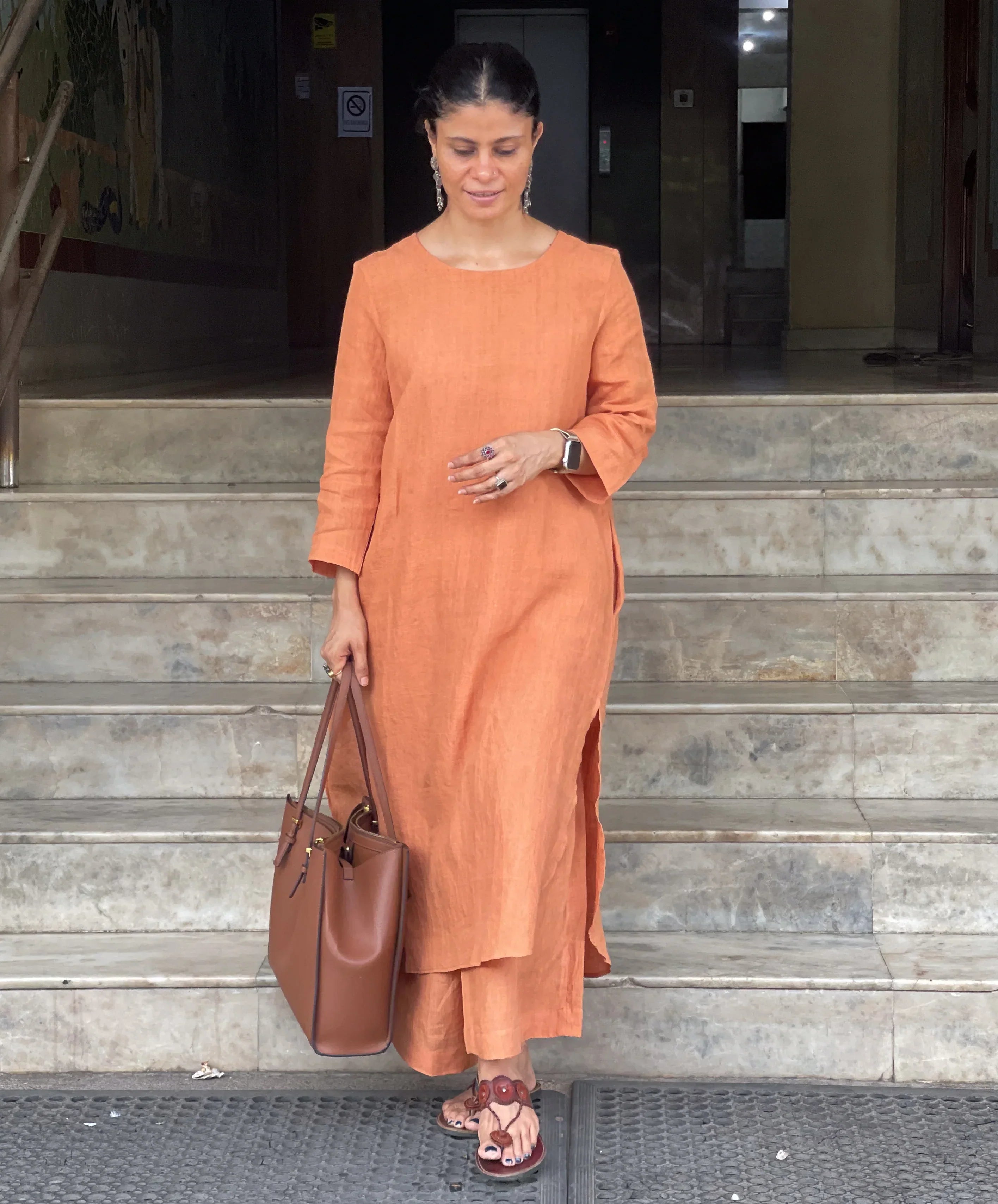 Women's Cotton Kurta pant sets - Orange