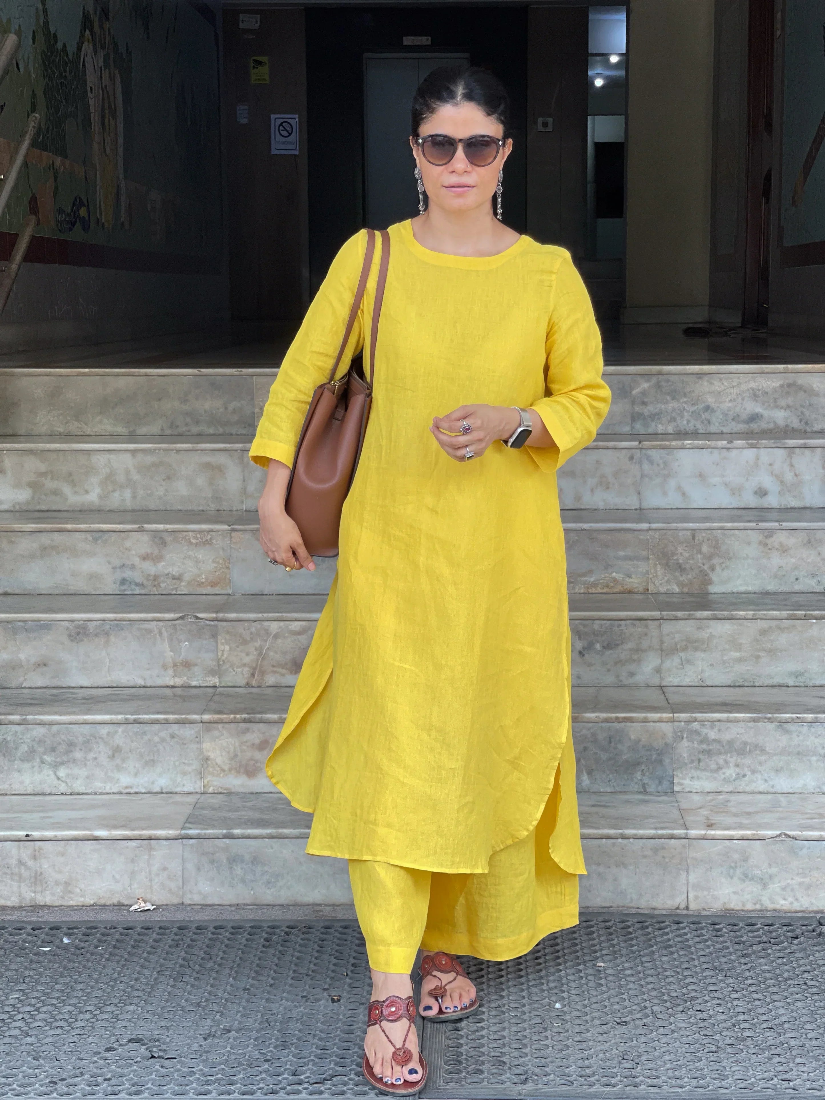 Women's Cotton Kurta pant sets - Yellow