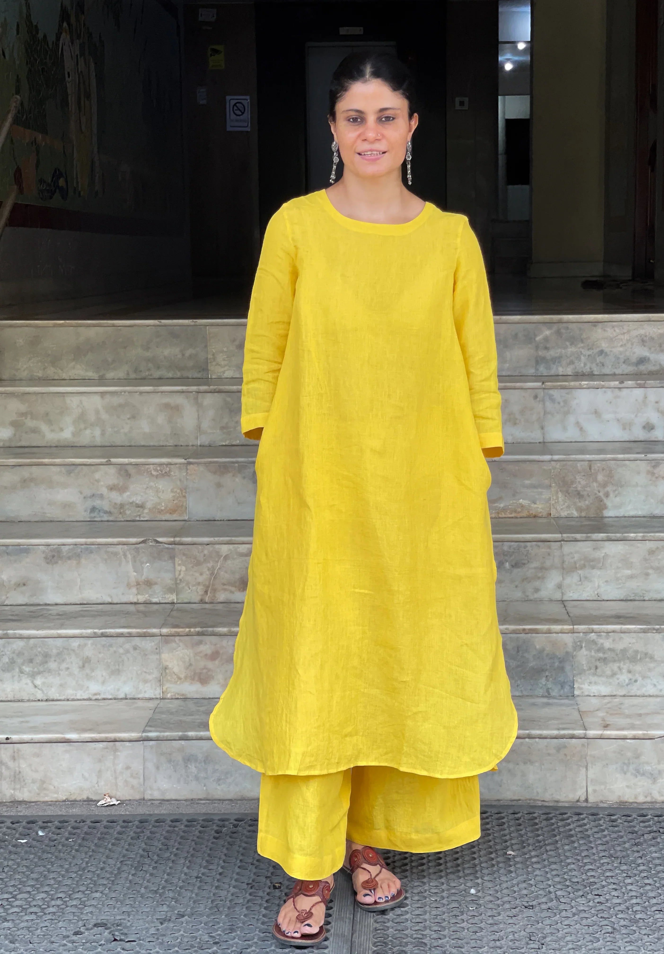 Women's Cotton Kurta pant sets - Yellow