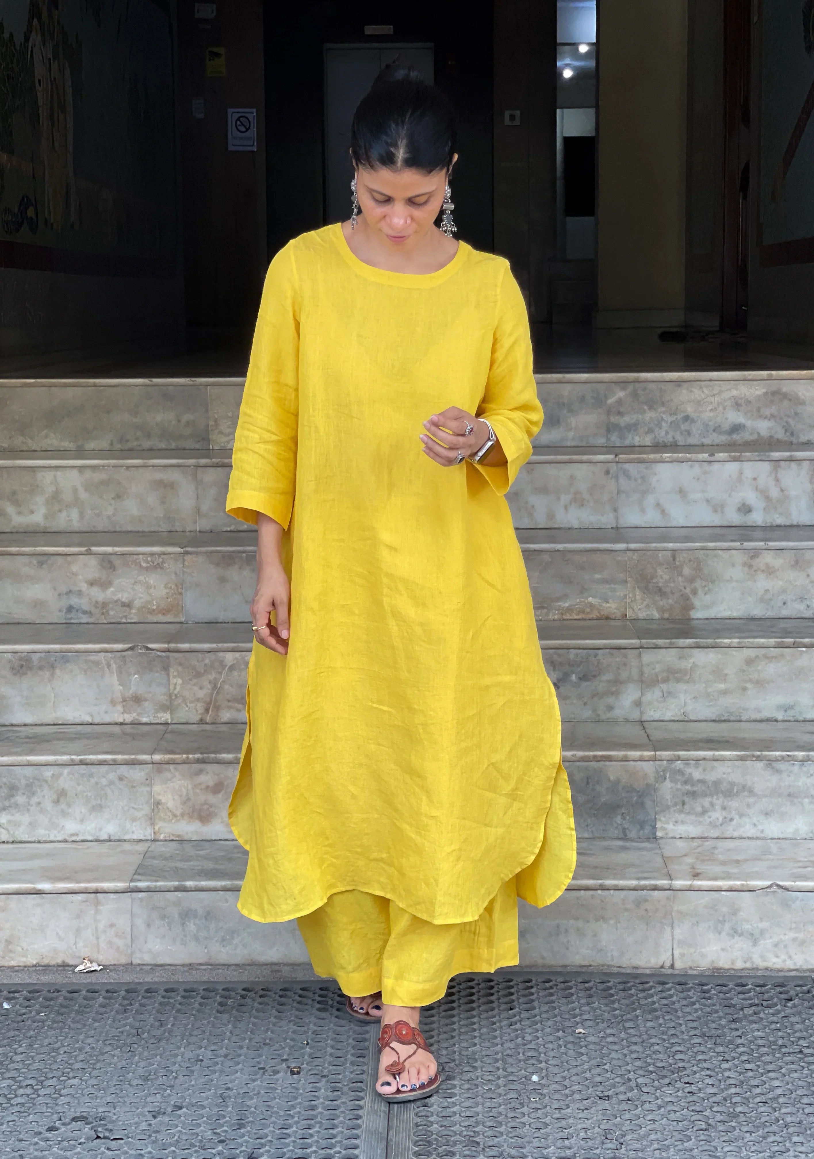 Women's Cotton Kurta pant sets - Yellow