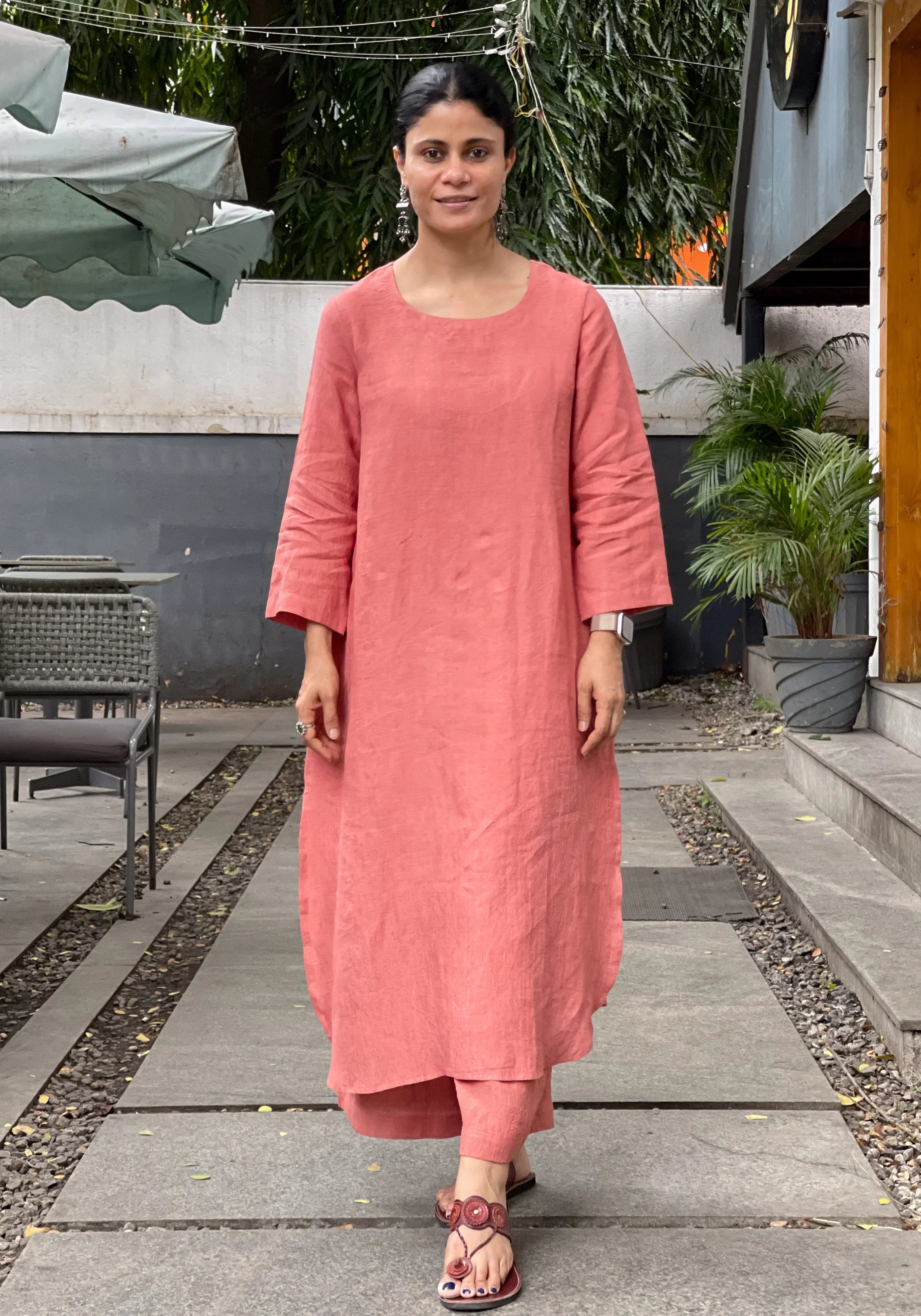 Women's Cotton Kurta pant sets - Light Pink