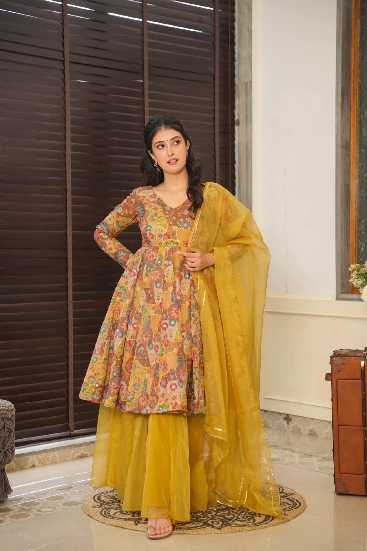 angelic embroidered kurta-palazzo set