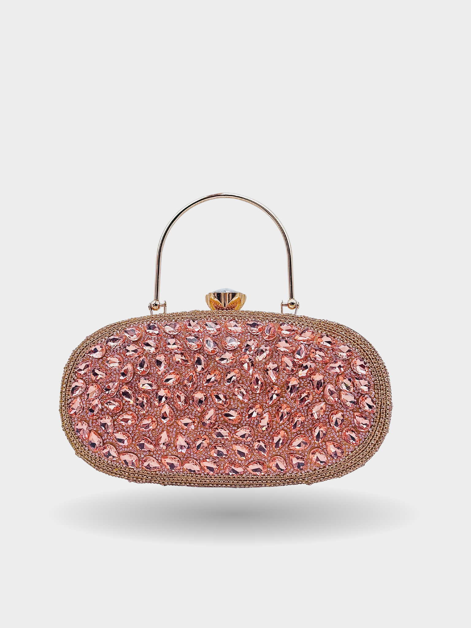 Handcrafted Crystal Embellished Luxury Rose Gold Clutch