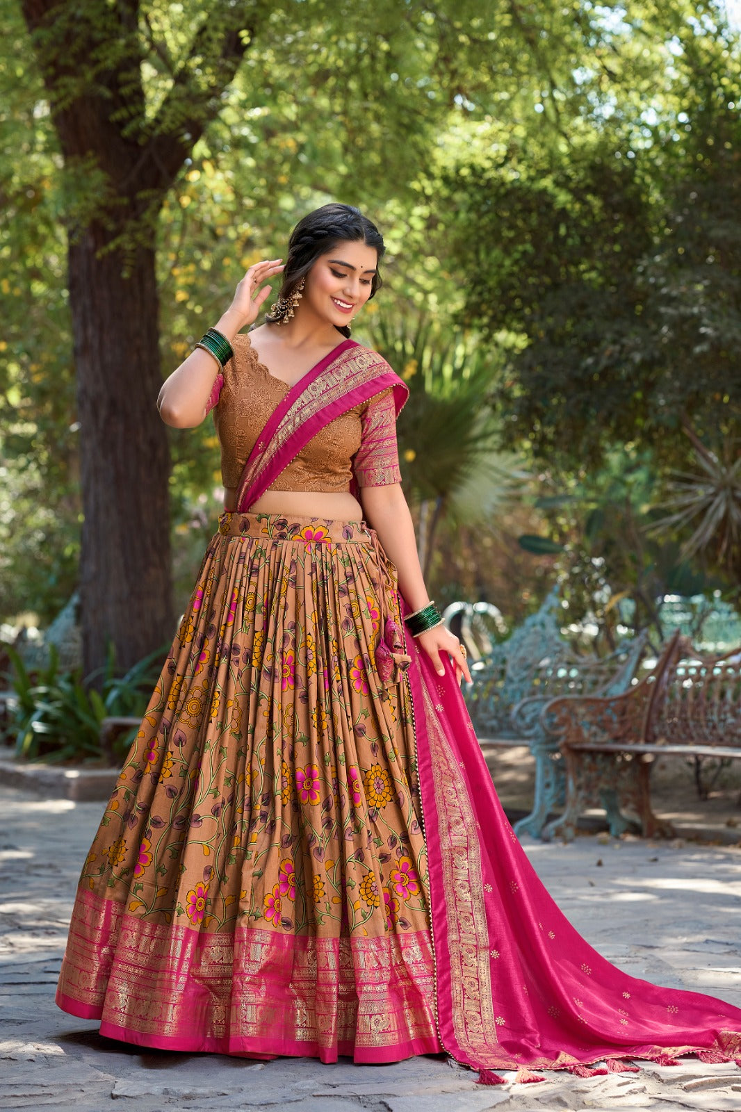 Women Embellished Flared Lehenga Choli Set with Dupatta