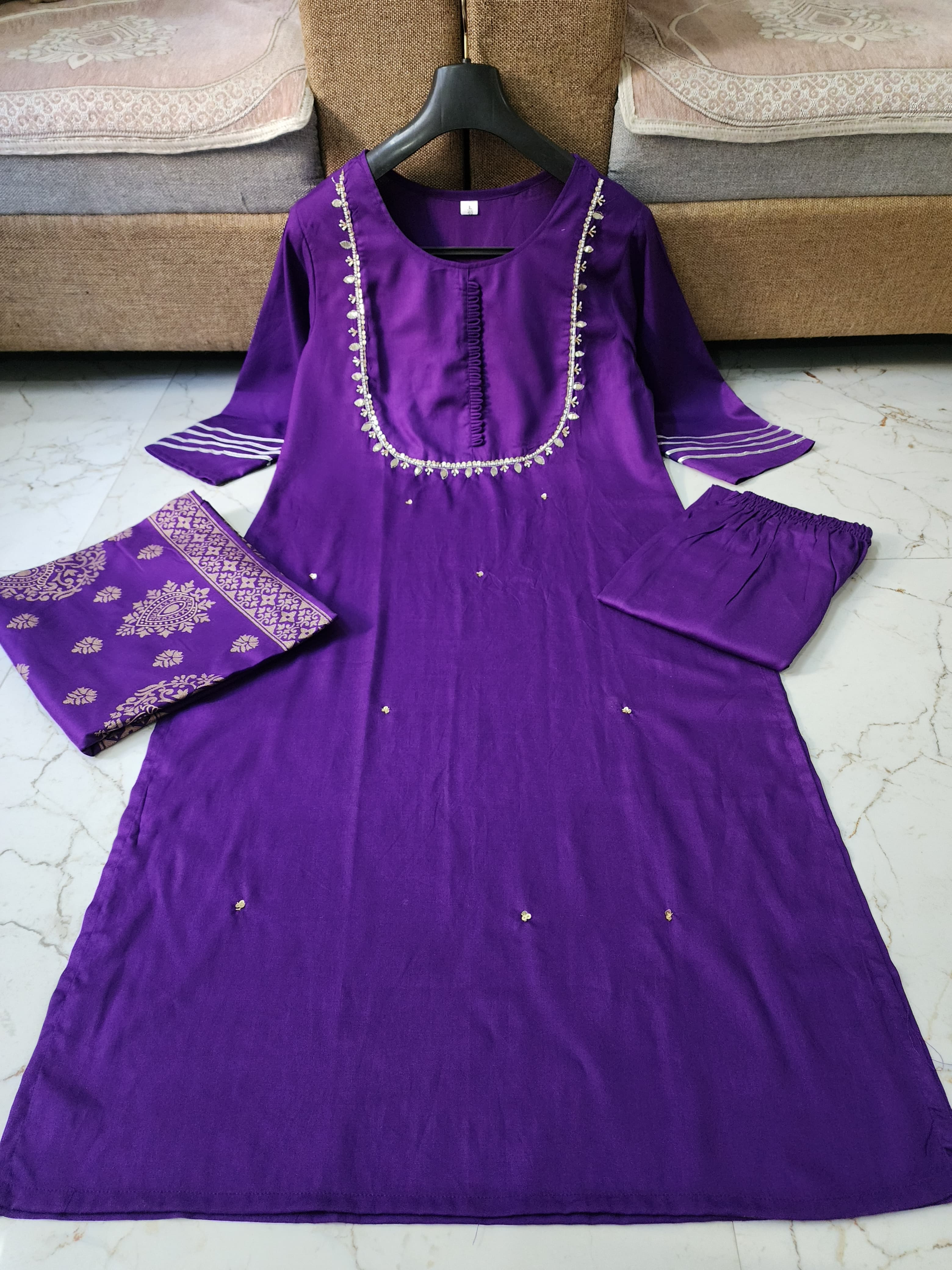 Embroidered Straight Kurta Set