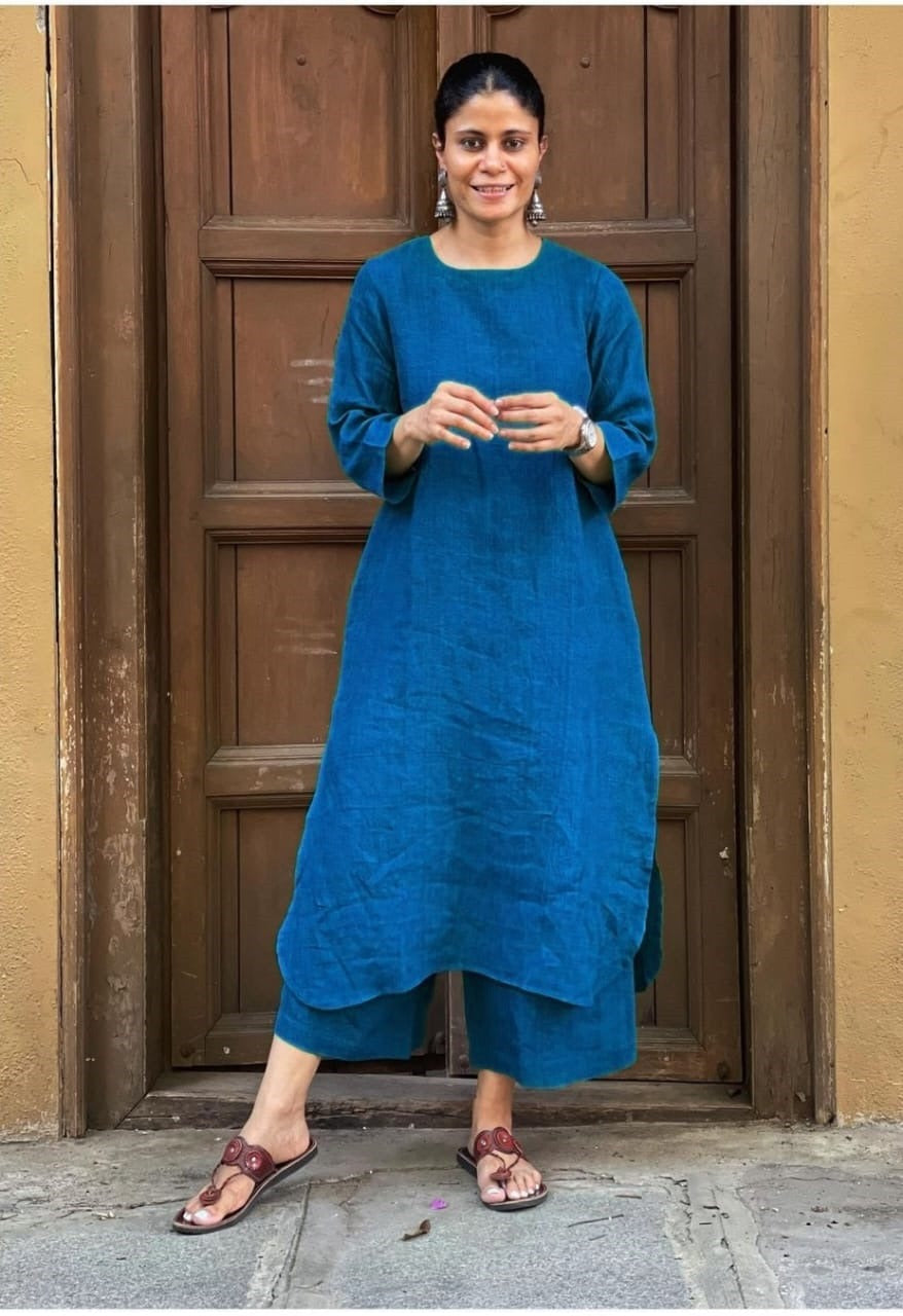 Women's Cotton Kurta pant sets - Blue