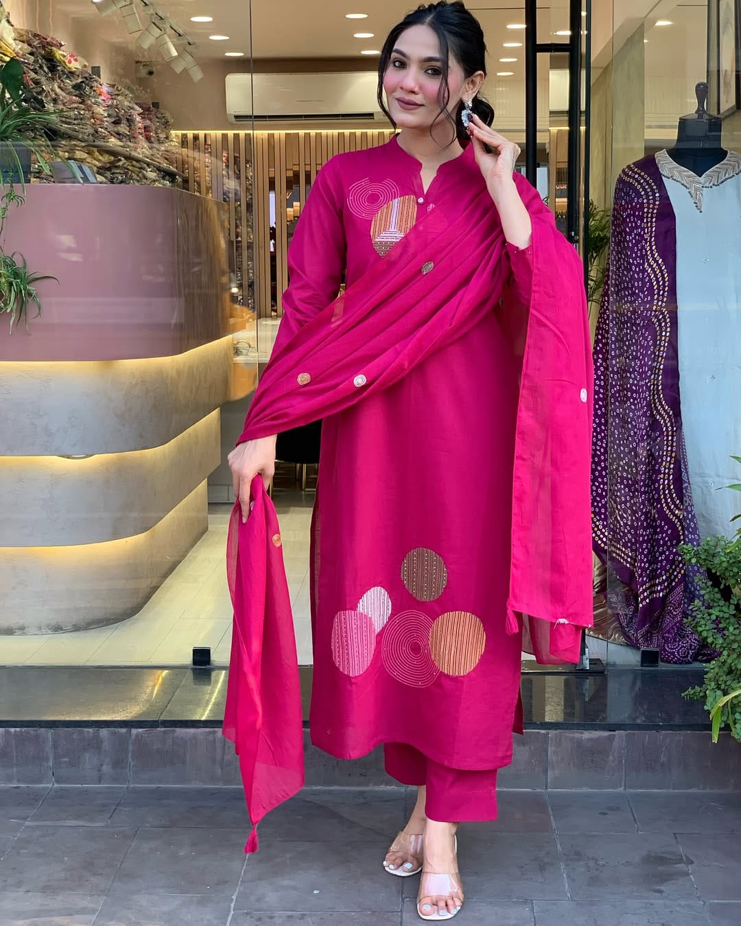 Pink Handwork Cotton Suit
