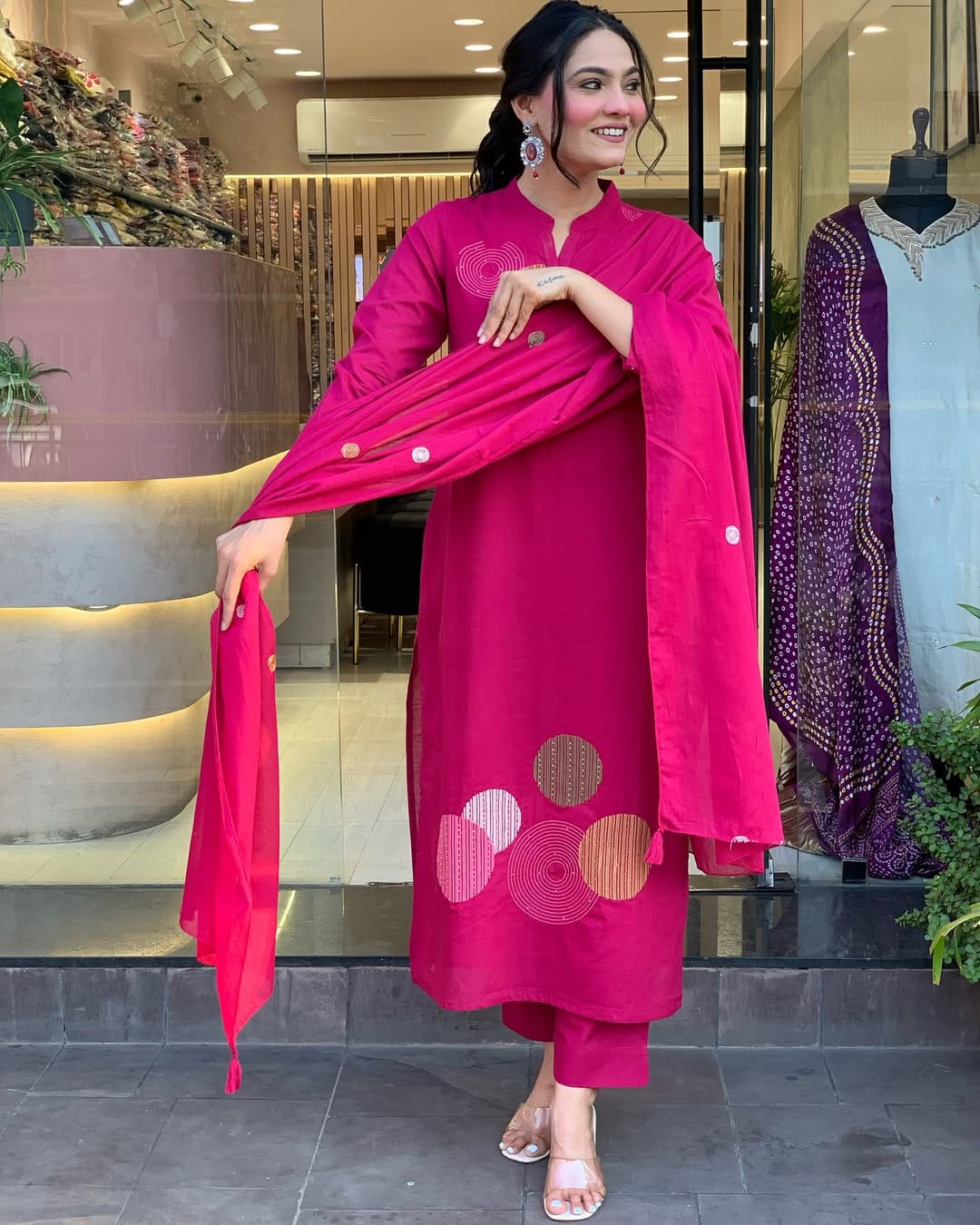 Pink Handwork Cotton Suit