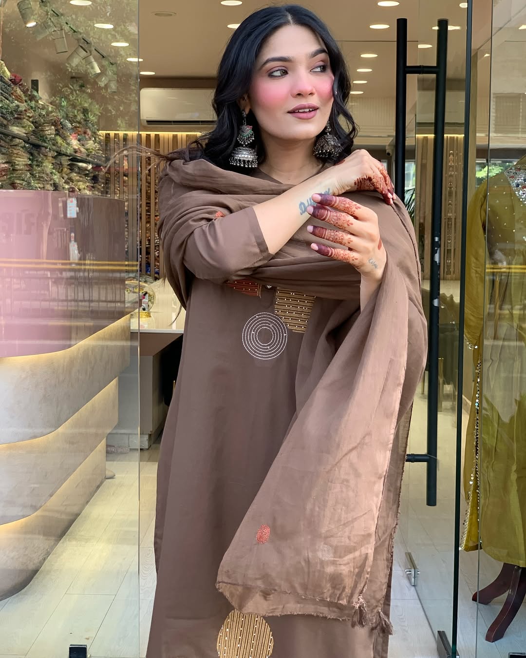 Brown Handwork Cotton Suit