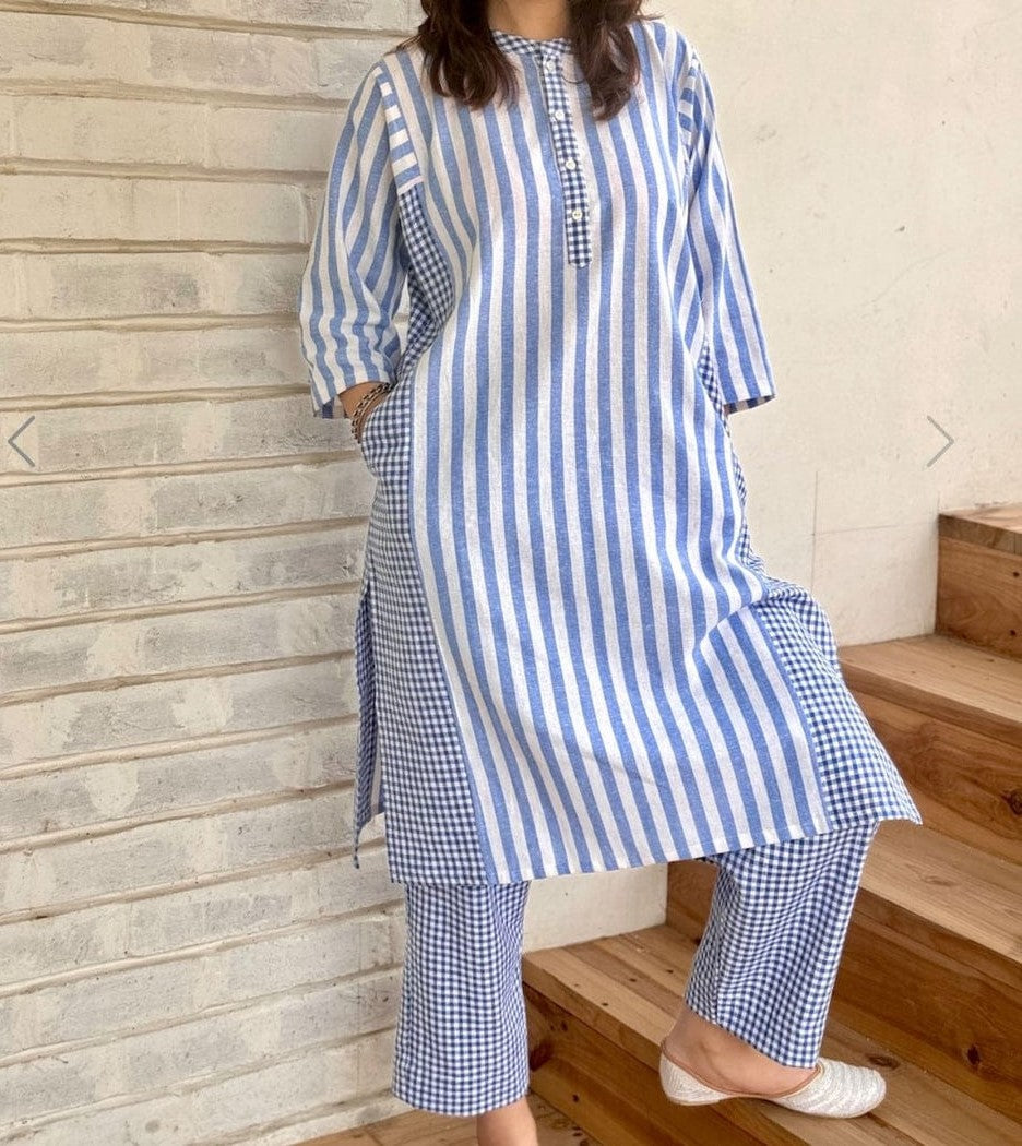 Blue Breeze Cotton Kurta Set
