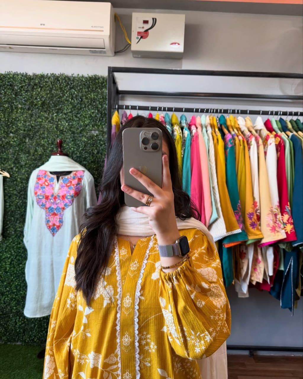 Yellow Floral Printed Cotton Kurta Set with Dupatta