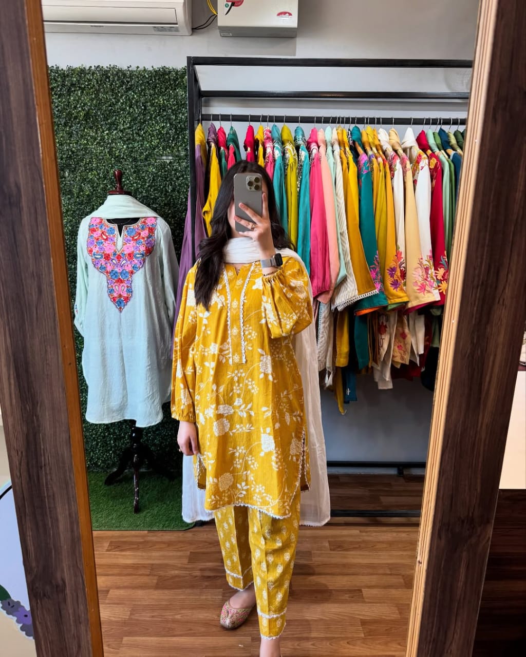 Yellow Floral Printed Cotton Kurta Set with Dupatta