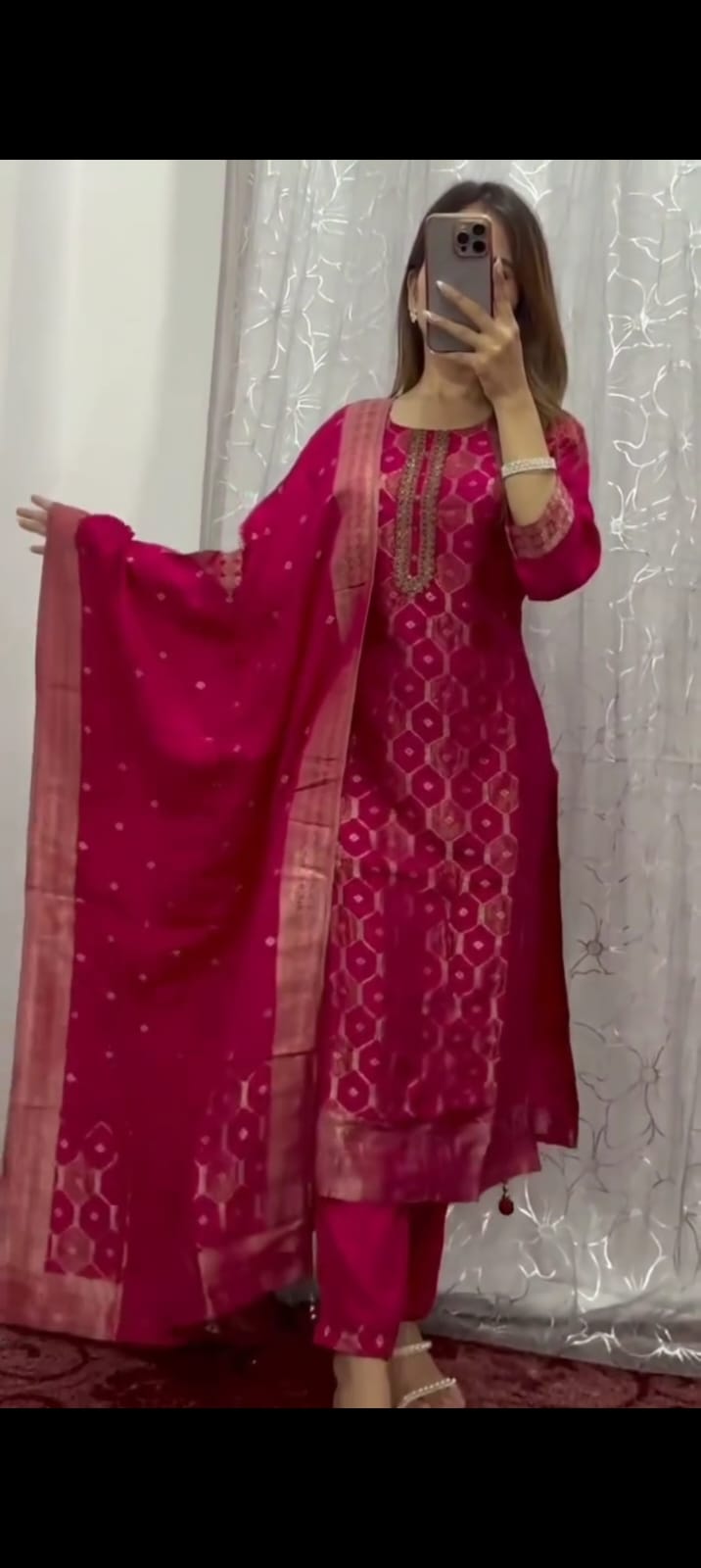 Most Beautiful Pure Banarasi Silk Jequard Weaving Suit Set