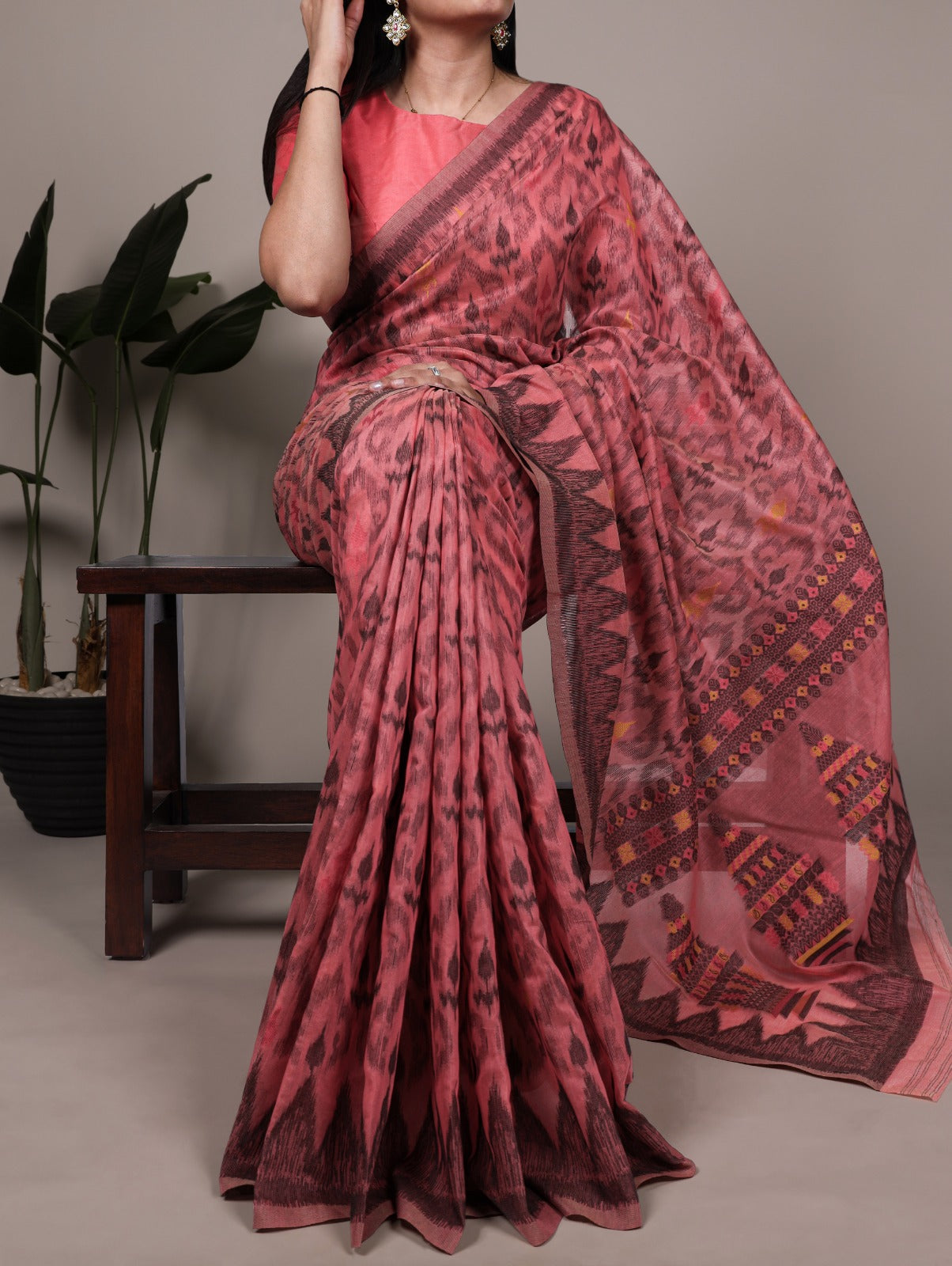 Comfort meets style in this soft Poly Cotton printed saree