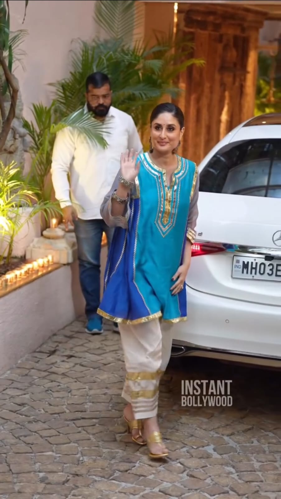 Royal Blue Embroidered Short Kurti with Tulip Pants Set