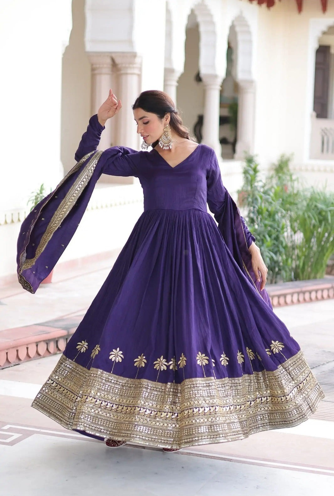 Elegant Purple Ethnic Anarkali Set for Women