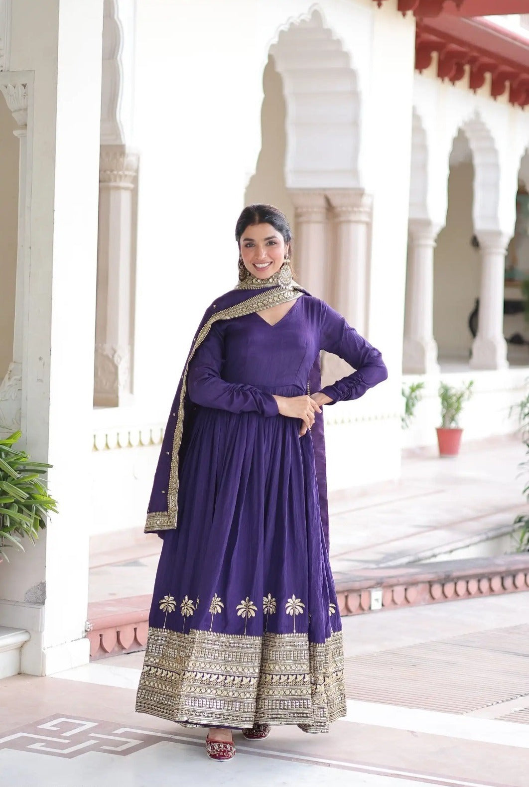 Elegant Purple Ethnic Anarkali Set for Women