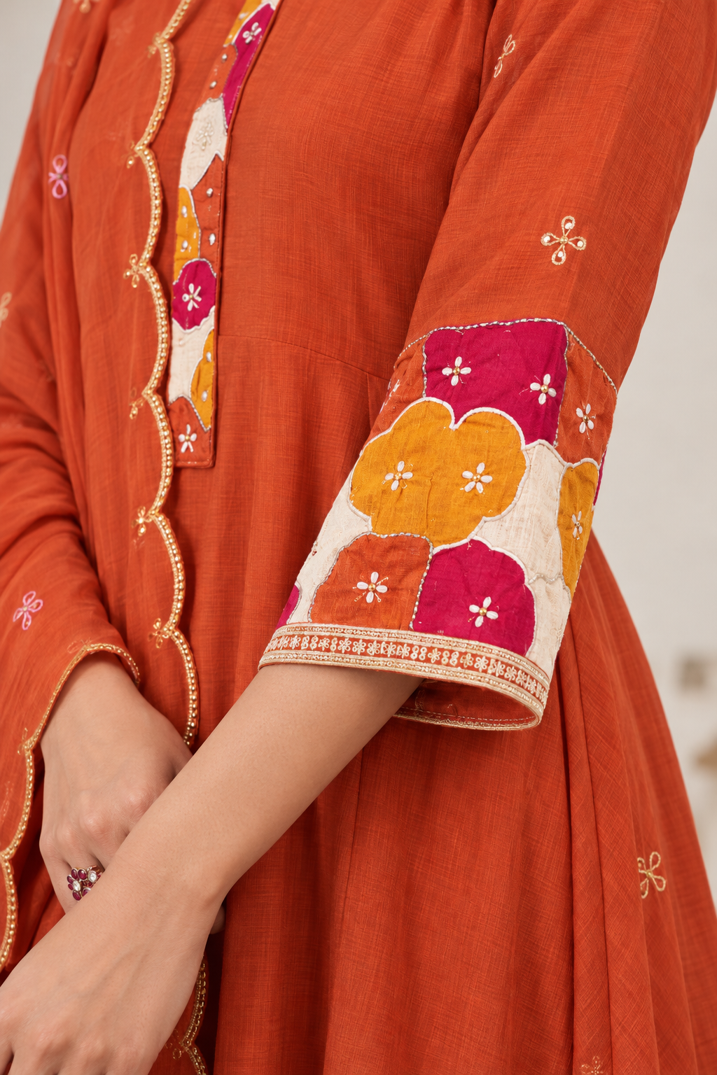 Rust Orange Premium Chanderi Anarkali