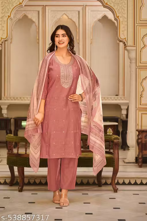 Women’s Embroidered Kurta Set with Dupatta