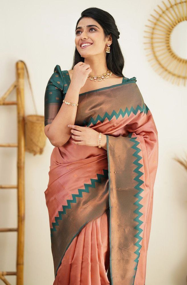 Woven Kanjeevaram Silk Saree with Contrast Border