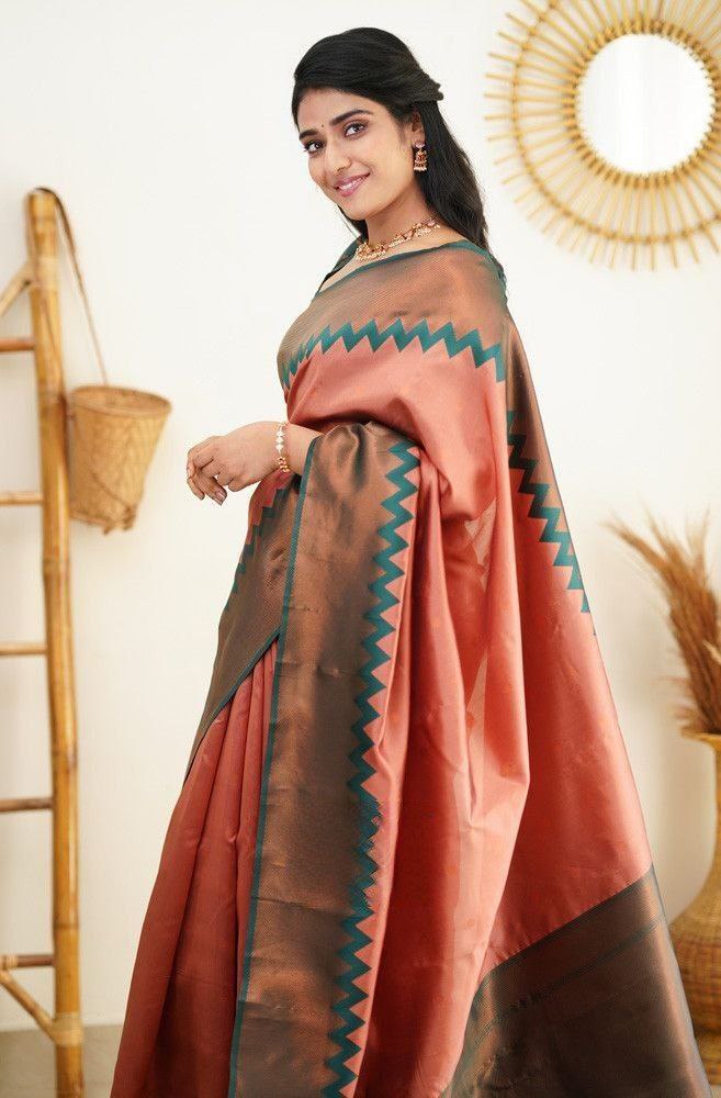 Woven Kanjeevaram Silk Saree with Contrast Border