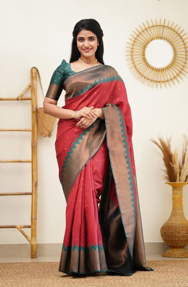 Woven Kanjeevaram Silk Saree with Contrast Border