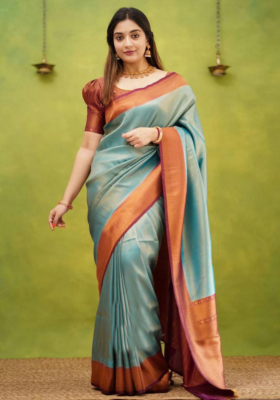 Kanjivaram Silk Saree with Floral Woven Motifs