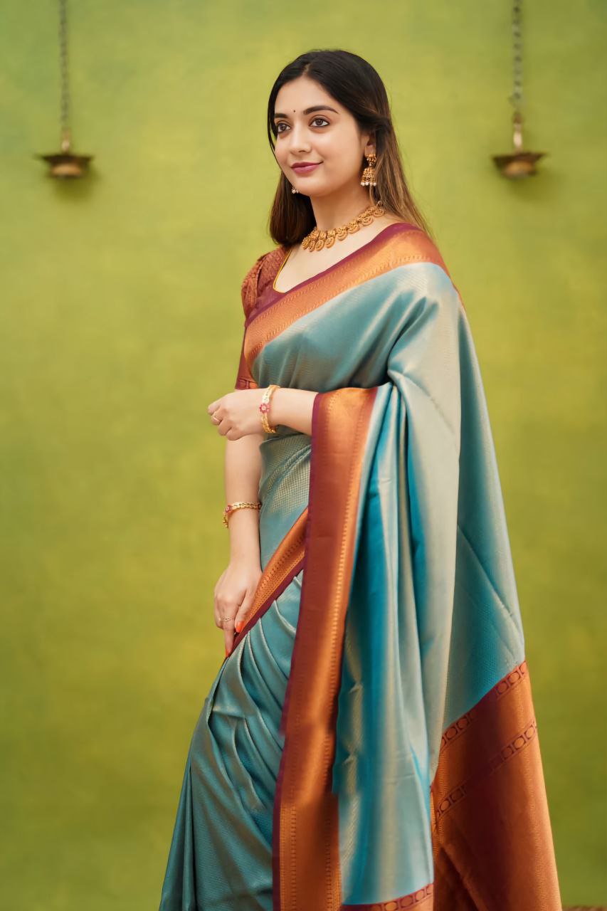 Kanjivaram Silk Saree with Floral Woven Motifs