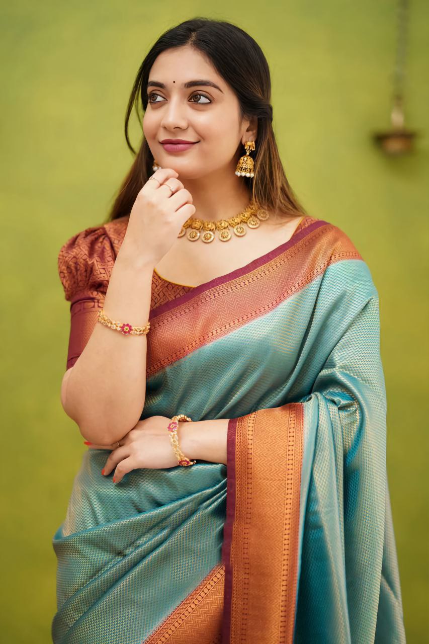 Kanjivaram Silk Saree with Floral Woven Motifs