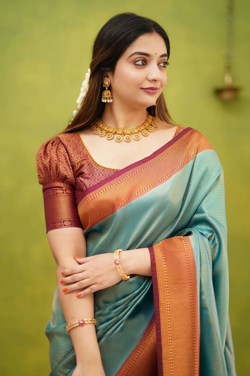 Kanjivaram Silk Saree with Floral Woven Motifs