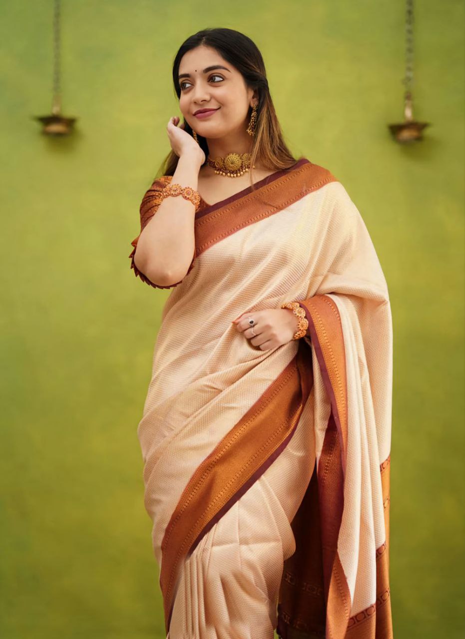 Kanjivaram Silk Saree with Floral Woven Motifs