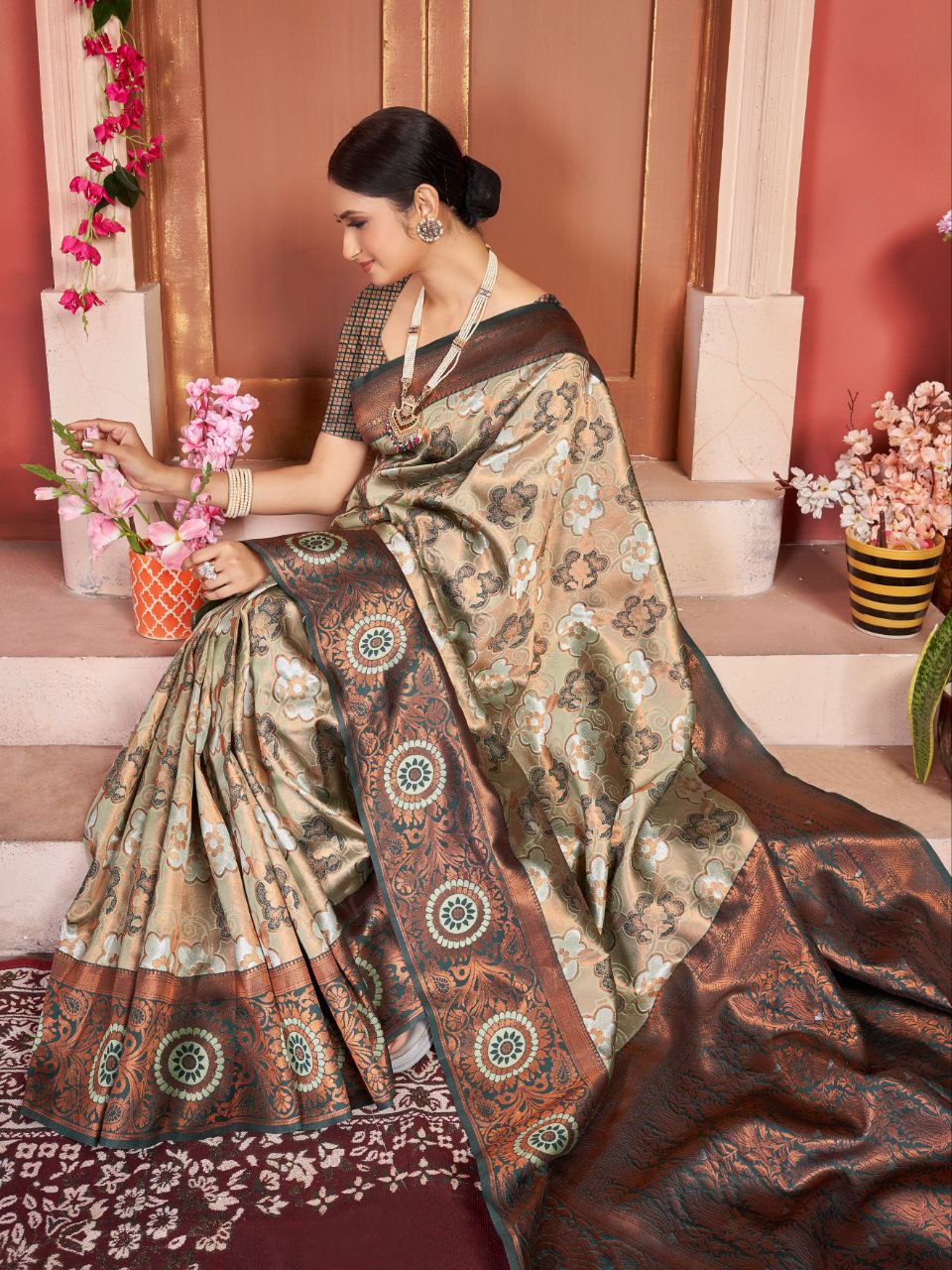 WOVEN DESIGN ZARI SILK COTTON BANARASI SAREE