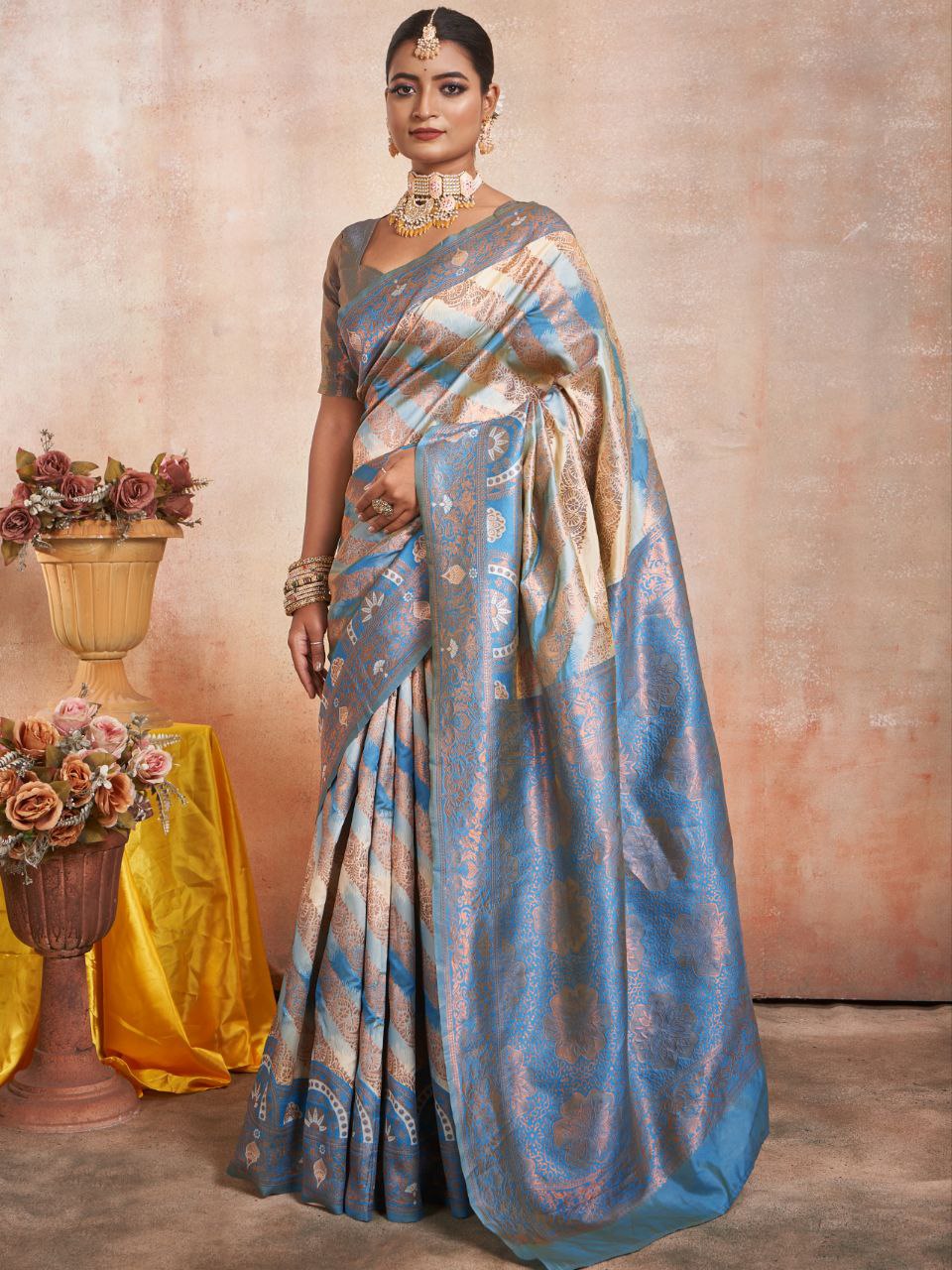 WOVEN DESIGN ZARI SILK COTTON BANARASI SAREE