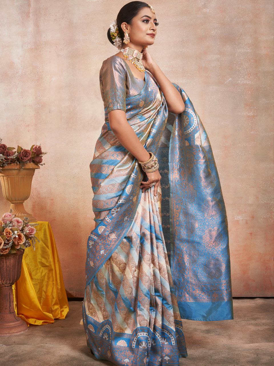 WOVEN DESIGN ZARI SILK COTTON BANARASI SAREE