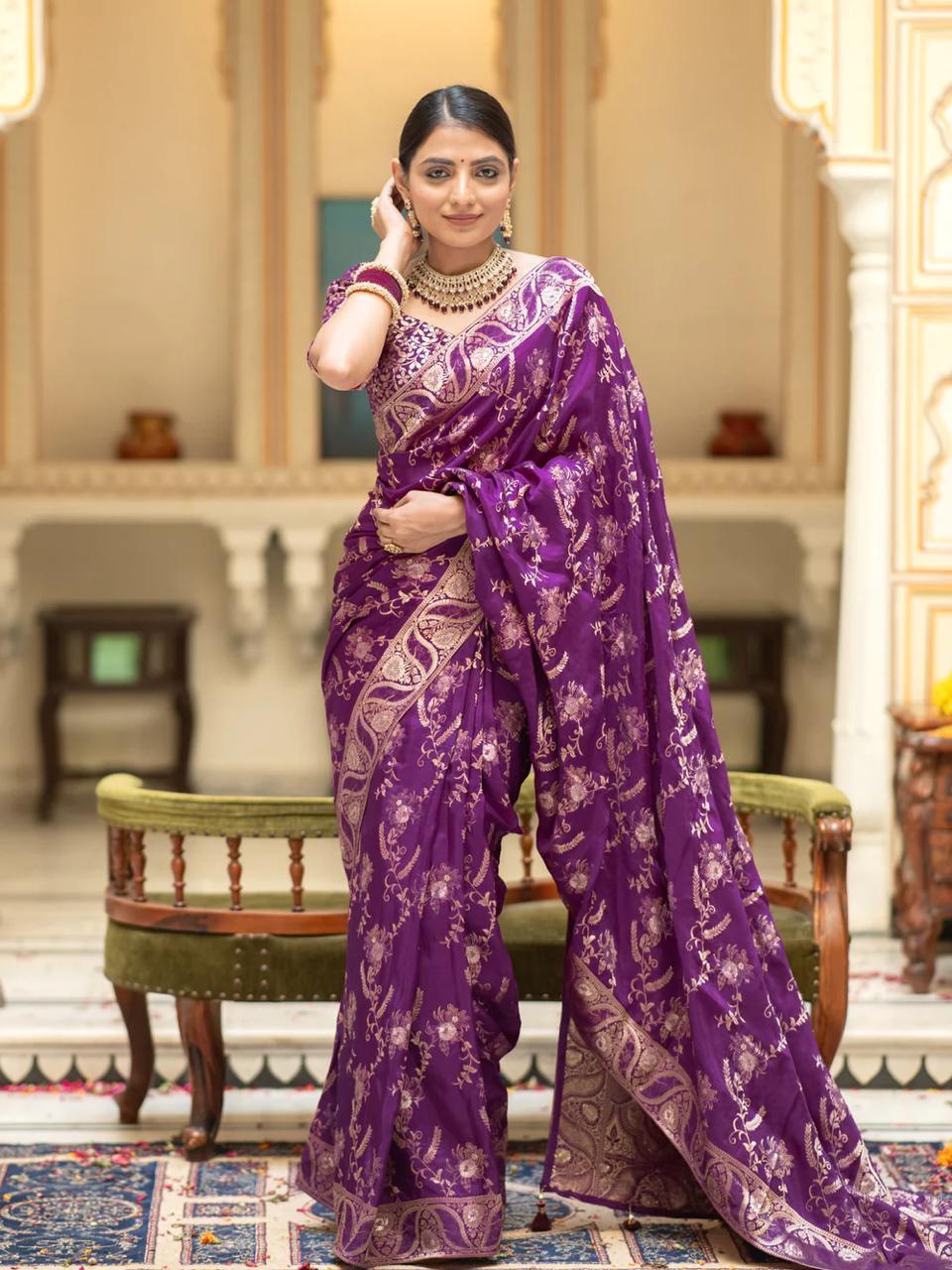 Ethnic Motifs Woven Design Pure Silk Kanjeevaram Saree