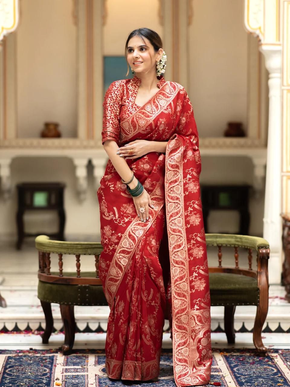 Ethnic Motifs Woven Design Pure Silk Kanjeevaram Saree