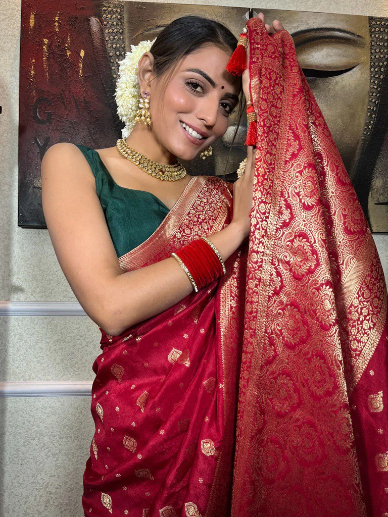 Scarlet Banarasi Uppada Silk Saree