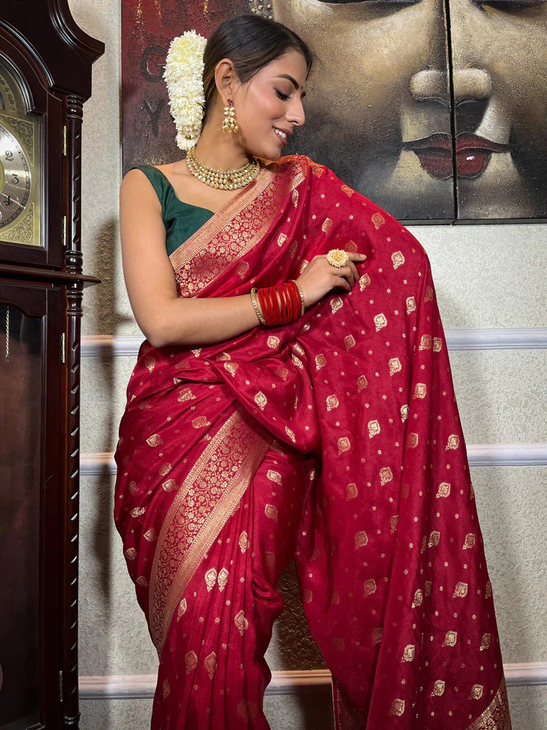 Scarlet Banarasi Uppada Silk Saree