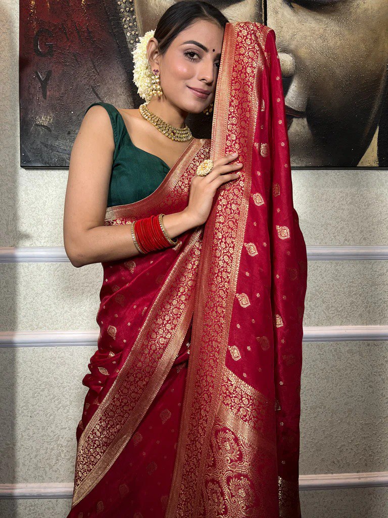 Scarlet Banarasi Uppada Silk Saree