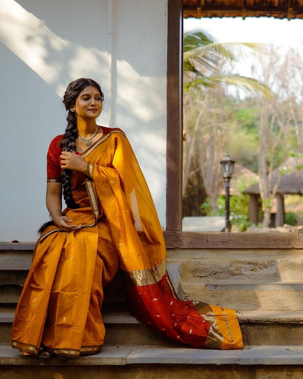 Serendipity Yellow Cotton Silk Saree With Enchanting Blouse Piece