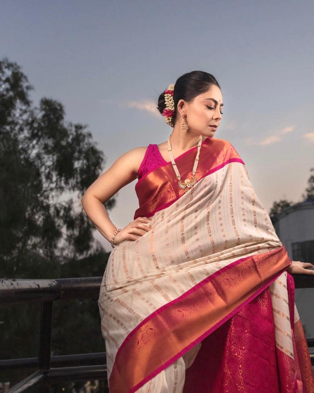 Striped Zari Kanjeevaram Saree