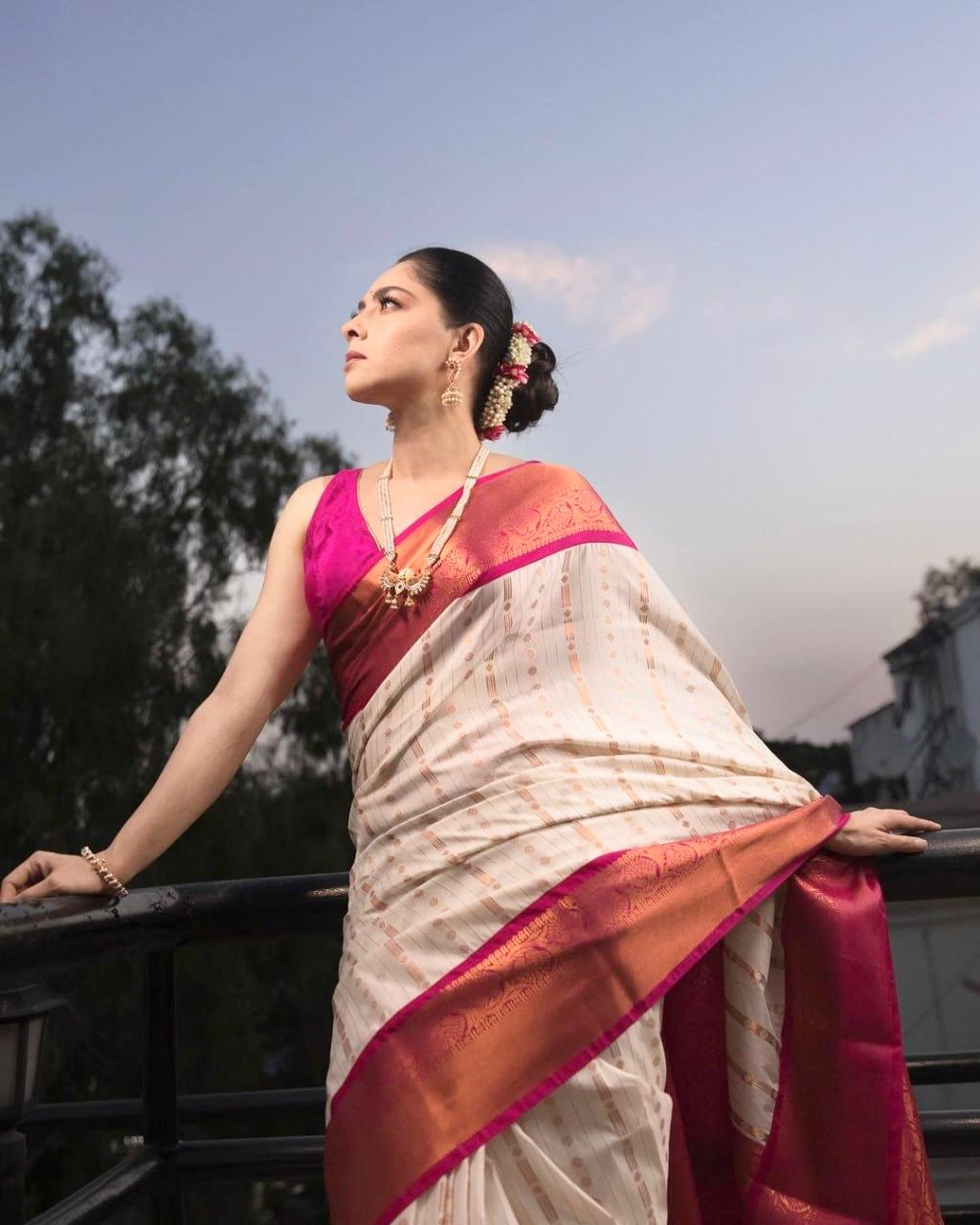 Striped Zari Kanjeevaram Saree