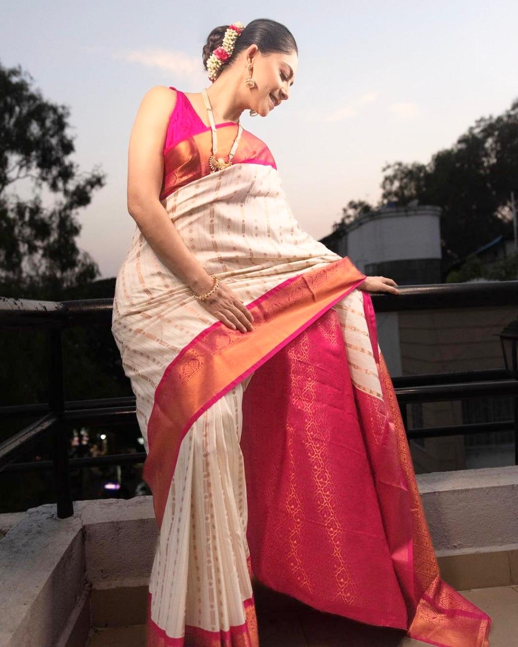 Striped Zari Kanjeevaram Saree