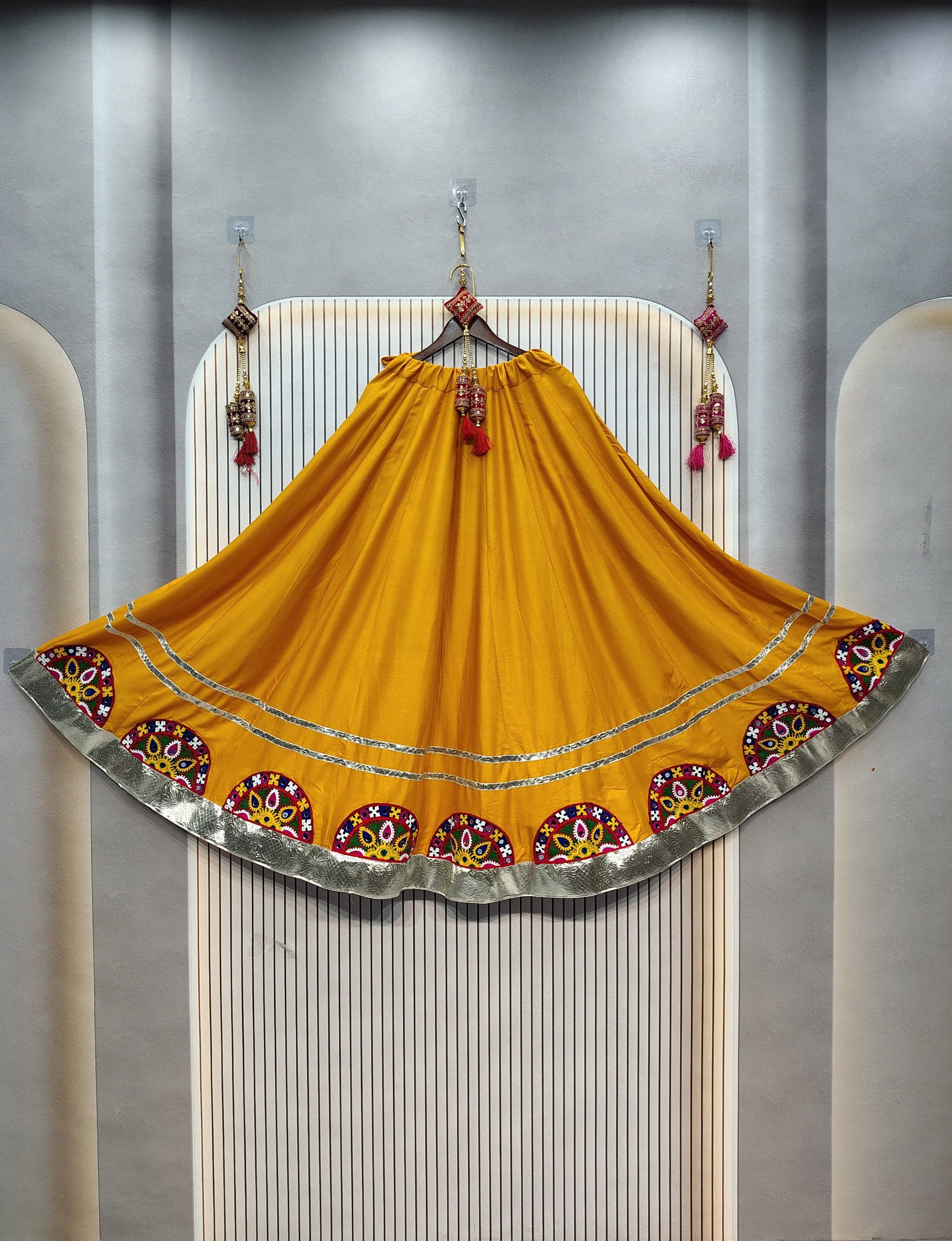 Mustard Yellow Embroidered Flared choli