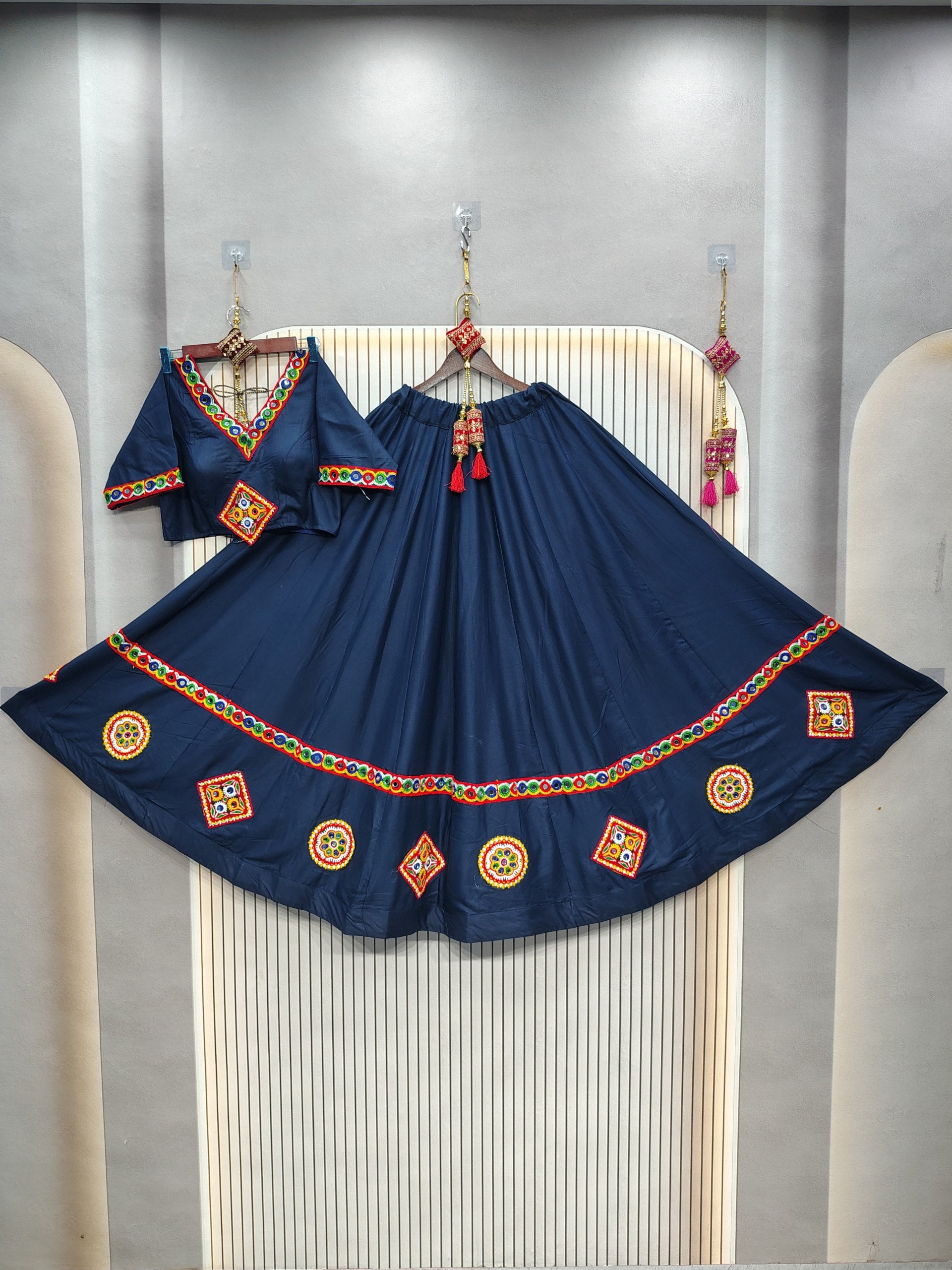 Navy Blue Chaniya Choli Set with Vibrant Dupatta